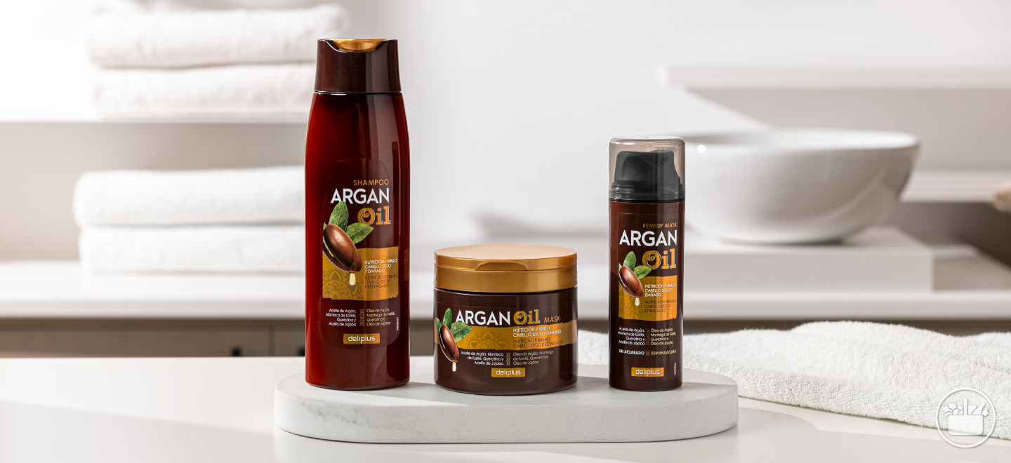 A Linha Argan Oil é uma linha capilar especialmente concebida para cabelos secos e baços.